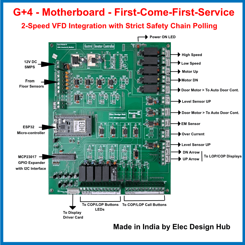 Elevator Controller Board Kit | G+4 First-Come-First-Serve (FCFS) 2 FCFS elevator controller kit
