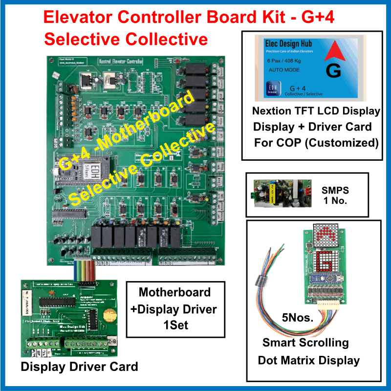 ESP32 Elevator Controller Board Kit | G+4 Selective Collective Logic 1 selective collective elevator controller